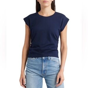 Madewell Sutro Side Cinch Muscle Tank Tee Shirt NWT S Midnight Navy